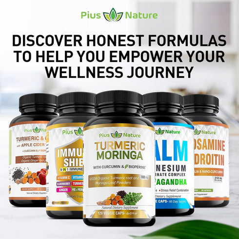 Turmeric Moringa - Organic Turmeric Curcumin Supplements and Organic Moringa Powder - 120 Veggie Capsules Supplement for Women and Men...
