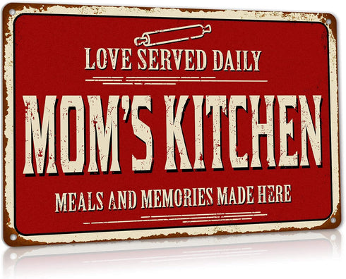 Rustic Kitchen Wall Decor Old Country Aluminum Metal Sign, 12 x 8 inches Home Dining Room Decor - Mom's Kitchen...