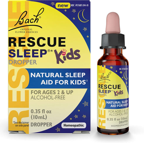 Bach RESCUE SLEEP KIDS Dropper 10mL, Natural Sleep & Stress Relief Aid, Homeopathic Flower Essence, Free of Melatonin, Sugar & Gluten, Kid-Friendl...