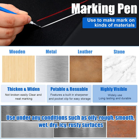 2 Pcs Welders Pencil with 48 PCS Round Refills Mechanical Pencils Metal Welding Marker for Tube Pipe Fitter Welder Steel Construction Woodworking ...