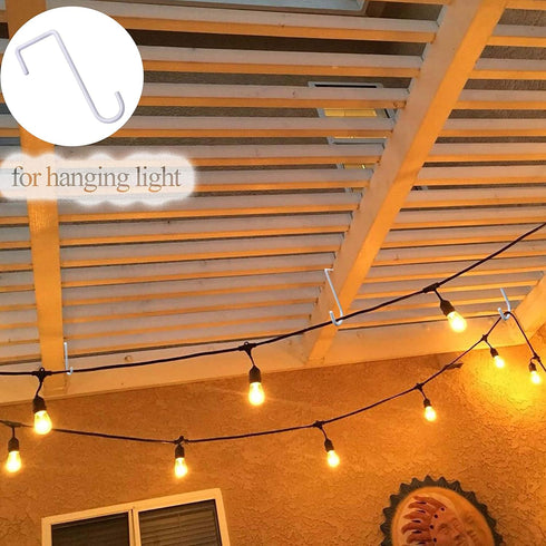 DINGEE Vinyl Fence Hooks 2x6 inch,Fence Hangers Patio Light Hooks,4 Pack Patio White Powder Coated Steel Fence Hooks for Hanging Plants, Planters,...