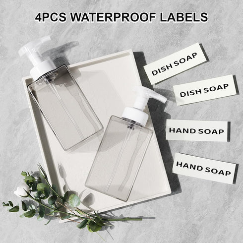 Foaming Soap Dispenser, 15 Oz Foam Soap Dispenser for Bathroom & Kitchen, Refillable Foaming Hand Soap Dispenser for Liquid Soap, 2Pcs Foam Pump B...