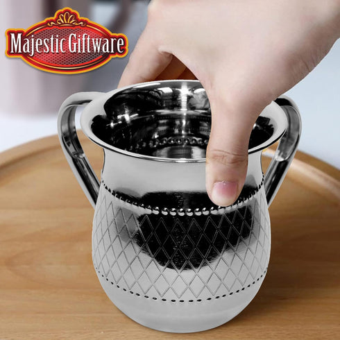 Majestic Giftware Plastic Washing Cup for Netilat Yadayim - WCP-BK | 5.5" Judaica Wash Cup Negel Vasser with Dual Handle for the Jewish Ritual (Bl...