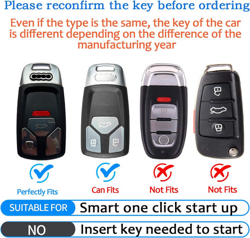 Tukellen for Audi Key Fob Cover Genuine Leather with Keychain,Leather Key Case Protector Compatible Audi A4 Q7 Q5 TT A3 A6 SQ5 R8 S5 Smart Key-Bro...