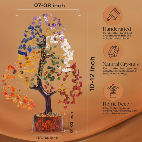 Seven Chakra Gemstone Tree With Chakra Pendant, Crystal Tree, Fake Plants Home Decor, Crystals, Birthday Gifts for Women, Crystals and Healing Sto...