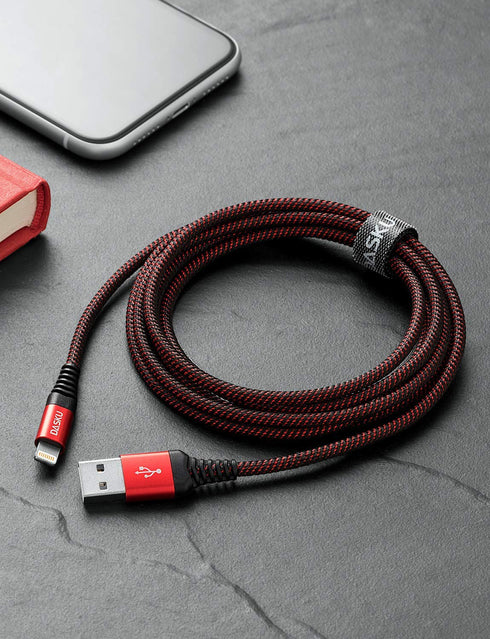 Dasku 3Pack 3FT Lightning Cable Certified iPhone Charger Cable Red Nylon Braided Fast Charging Cord Compatible with iPhone 13/12/11/Pro Max/X/Xs M...