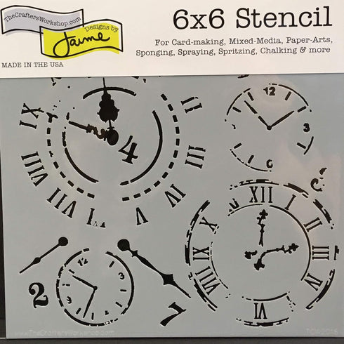 The Crafters Workshop Stencils, Reusable for Crafts, Art, Greeting Cards, Paint or Mixed Media, 2 Pk, 6" x 6", Gears/Time Travel...