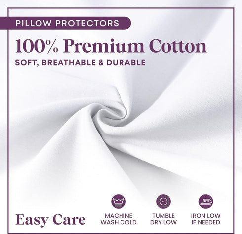 CirclesHome Pillow Protectors 2 Pack Standard Zippered - 100% Cotton Breathable Pillowcases - Protects Pillows from Dirt, Dust and Debri (Standard...