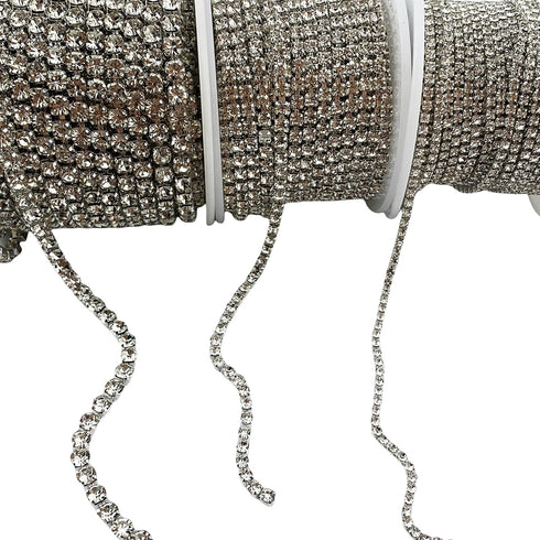 10 Yard Crystal Rhinestone Close Chain Clear Trim Sewing Craft Silver color (4mm)...