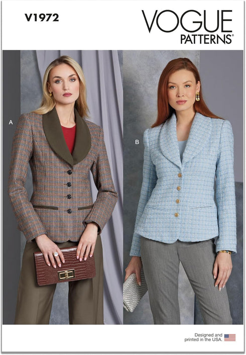 Vogue Misses' Semi-Fitted and Lined Jacket Sewing Pattern Kit, Design Code V1972, Sizes 16-18-20-22-24...