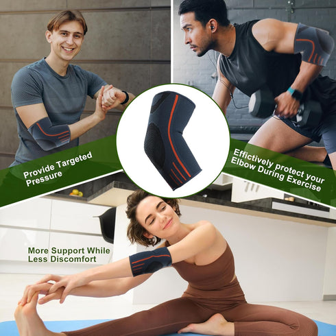 2 Pack Elbow Brace for Tendonitis, Tennis Elbow Compression Support Sleeve for Golfers, Elbow Pain Relief, Arthritis, Bursitis, Workout, Weightlif...