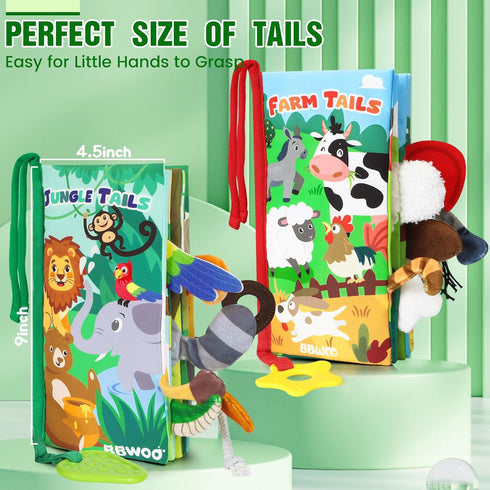 Baby Books 0-6 Months, 2PCS Baby Boys Girls Shower Gifts, Tummy Time Baby Toys 0-6 6-12 Months, Crinkle Cloth Book, Newborn Infant Teether Toy, Ea...