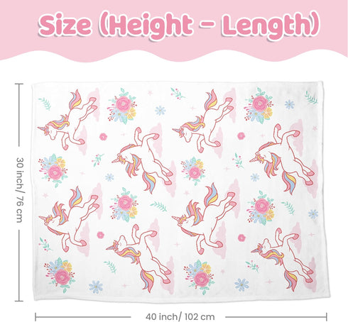 SANDJEST Unicorn Baby Blankets for Girls 30 x 40 - Kids Throw Minky Blanket with Double Layer Dotted Backing - Gifts for Birthday Baby Shower...