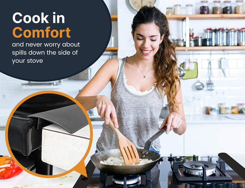 Linda’s Essentials Silicone Stove Gap Covers (2 Pack), Heat Resistant Oven Gap Filler Seals Spaces Between Stovetop and Counter, Easy to Clean Sto...