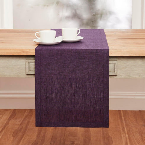 Solino Home Linen Table Runner 36 Inches - 100% Pure Linen Grape Table Runner 14 x 36 Inch Ideal for Dresser and Coffee Tables - Summer, Fall, Hal...