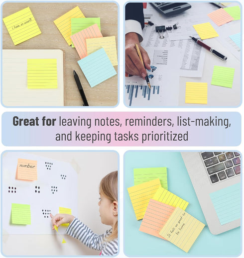 Mr. Pen- Lined Sticky Notes 3x3, 6 Pads, 45 Sheet/Pads, Pastel Colors, Sticky Notes with Lines, Sticky Note Pads, Sticky Pads, Sticky Notes Lined,...