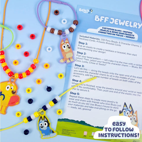 Horizon Group USA Friendship Jewelry Kit, Create Bracelets & Necklaces With 150 Beads & 6 Charms, Bluey Storage Case Included, Gifts for Kids...
