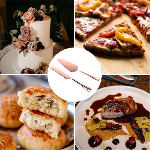 2pcs Wedding Cake Knife Set, Stainless Steel Cake Cutting Set Cake Cutter Set Wedding Cake Knife and Server Set for Party Birthday Celebration (Ro...