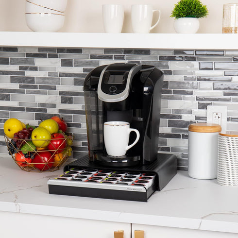 Mind Reader Single Serve Coffee Pod Drawer, 36 Pod Capacity, Countertop Organizer, Breakroom, 12.75"L x 13"W x 3"H, Black...