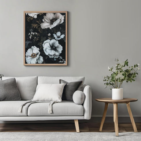 Posterizer 1 pcs-big lush white flowers in the wild-chic decor-Floral & Botanical Art-Abstract & Modern Art-Decor for Home & Office- UNFRAMED Wall...