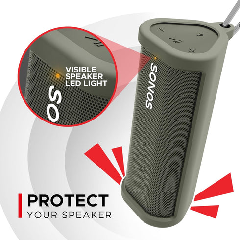 SOUND BASS Heavy Duty Protective Silicone Carrying Case For Sonos Roam & Roam SL | Green | Protect Your Wireless Bluetooth Speaker using this Cove...