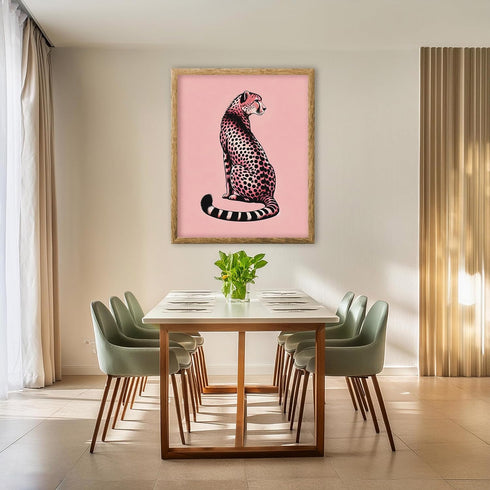 Posterizer 1 pcs-Pink Preppy Aesthetic Cheetah Print-Abstract & Modern Art-Art for Animal Lovers-Gifts for Women-Living Room Bedroom Decor- unfram...