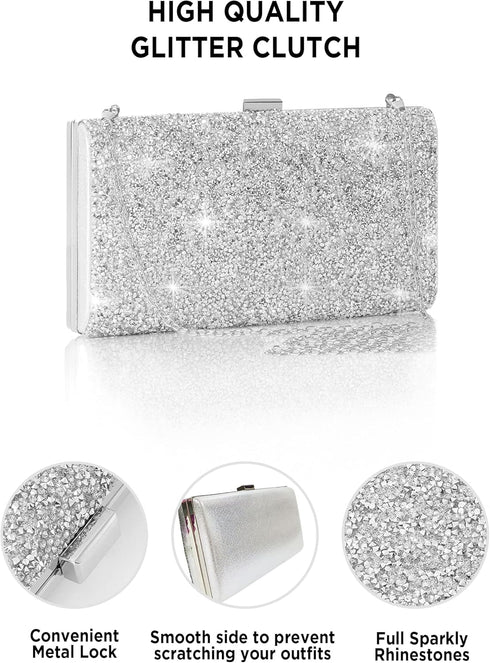 Coucoland Bridal Jewelry Set for Wedding - 4 In 1 Sets Evening Bags for Women Rhinestone Formal Clutch Purses Accessories...