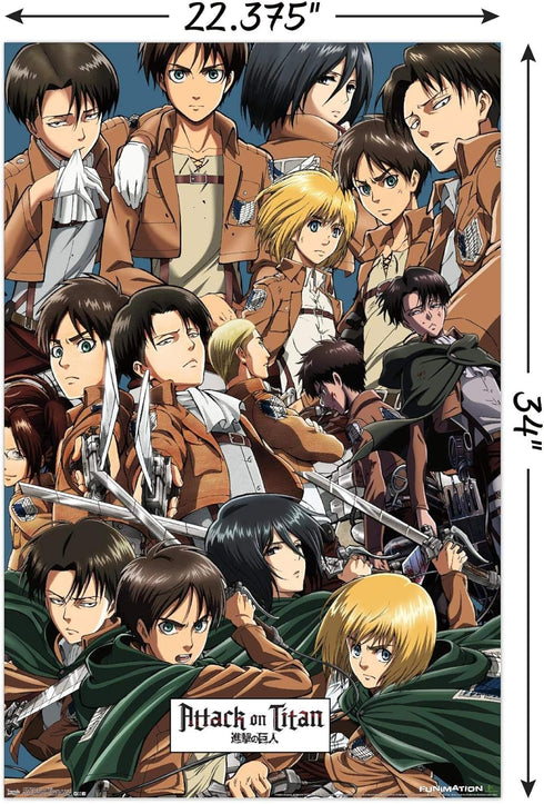 Trends International Attack on Titan - Collage Wall Poster, 22.375" x 34", Poster & Mount Bundle...