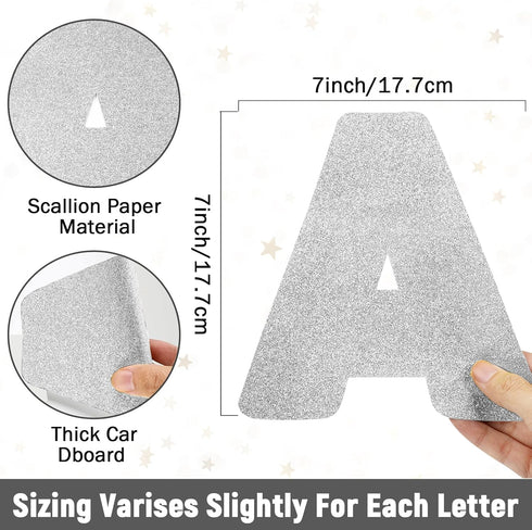 150 PCS Large 7" Font Silver Letters and Punctuation Set Glitter Bulletin Board Poster Alphabet Cutout for Classroom School Display A Great Helper...