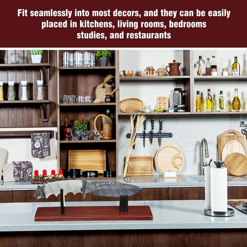 Yookeer 2 Pcs Wood Knife Display Stand Blade Knife Collection Display Stand Holder Wood Fixed Knife Stand for Home Kitchen Rustic Decor Collection...
