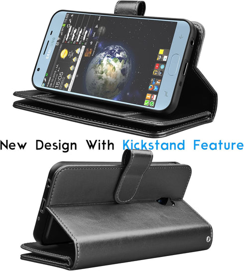 Tekcoo Galaxy J7 2018/Aero/Top/Crown/Aura/Refine/Eon Flip Case, PU Leather, ID Card Slots, Kickstand, Black...