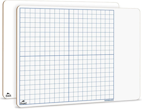 11"x14" Dry Erase Graph Whiteboard Double Sided Dry Erase Board with Grid for Home School Classroom Kids and Students Portable Grid Board for Grap...