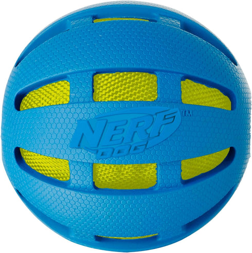Nerf Dog 3.8in Rubber Checker Crunch Ball – Blue with Green Crunch Bag...