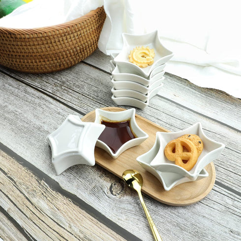 Star Shaped Multipurpose Ceramic Sauce Dish Seasoning Dishes Sushi Dipping Bowl Appetizer Plates Serving Dish Saucers Bowl(Set of 4)...