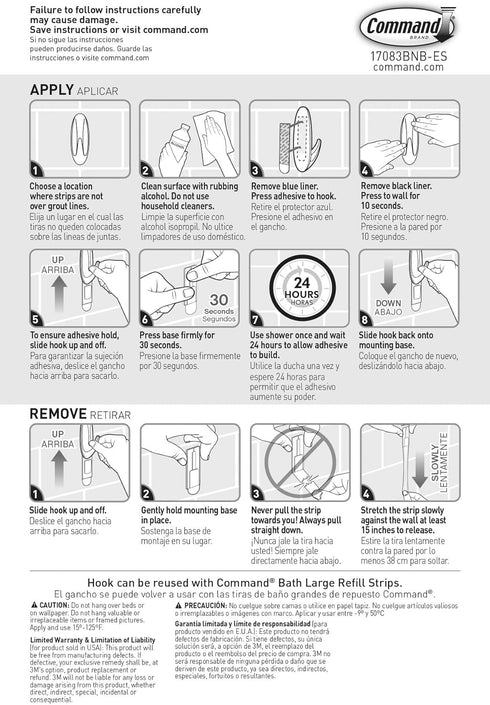 Command Designer Bath Hook Large White 1-Hook with Water-Resistant Strips (17083B-ES) Organize your dorm...