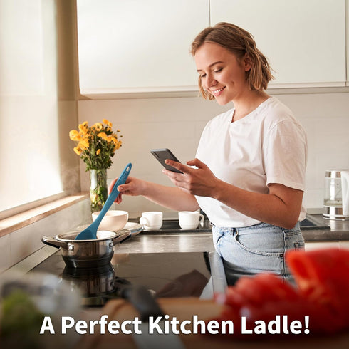 Zulay Kitchen Soup Ladle – Ergonomic, Heat-Resistant & Versatile for Serving Soup, Chili, Gravy & More - Sky Blue...