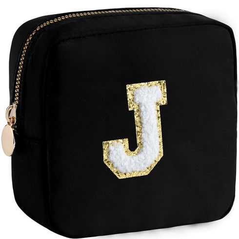 HBselect Graduation Gifts for Her Small Makeup Bag Personalized Initial Letter Mini Makeup Bags Nylon Chenille Letter Patch Cosmetic Bag Cute Wate...