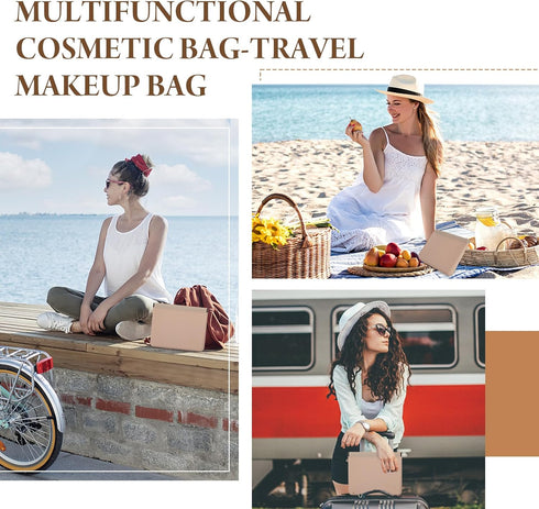 AURUZA Travel Silicone Makeup Bag, Portable Cosmetic Bag for Women and Girls, Fashion Travel Toiletry Bag for for Makeup, Beauty Tools, and Brushe...
