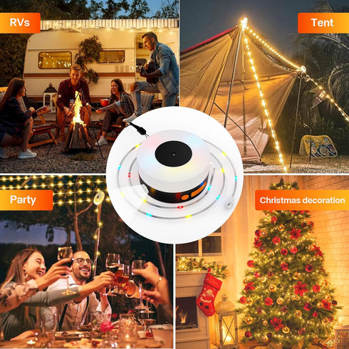 ONXE Camping String Lights, 32.8FT Rechargeable Waterproof LED Tent Lights for Camping Hanging Outdoor Garden Party Festival Decor...