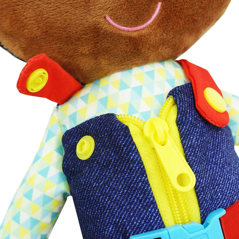 June Garden 15.5" Dressy Friends Isaiah - Educational Stuffed Plush Doll for Kids and Toddlers 2 Years and Up - Montessori Buckle Soft Toy...