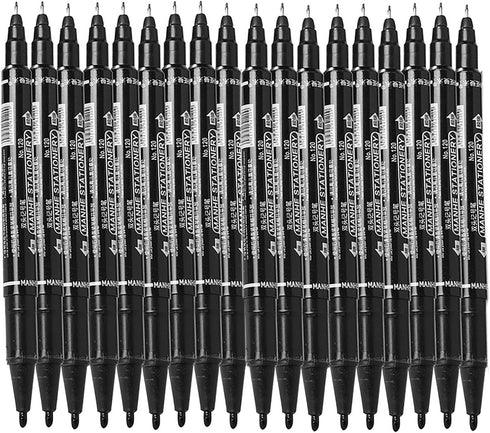YIKANGHENG 18 Pcs Mark Pen, Permanent Quick Drying Black Ink Wipable Markers Pens for Whiteboard, Plastic,Glass,Stone,Metal and Wood (Black)...