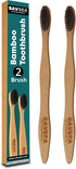Bamboo Toothbrush Soft Bristles with Medium Bristles for Adults (2 Toothbrushes)...