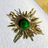 Excellent Gold and Emerald Starburst Pin Brooch Planet Sun Burst Jewelry...