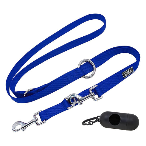 DDOXX Nylon Dog Leash - 6.6 ft, 3-way Adjustable Leash Dogs - S (Blue)...