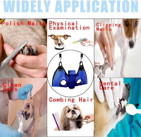 Dog Grooming Hammock, Pet Grooming Sling Holder Dog Hammock Dog Hanging Harness with Nail Clippers Nail File Pet Comb Dog Nail Trimming Hammock Do...
