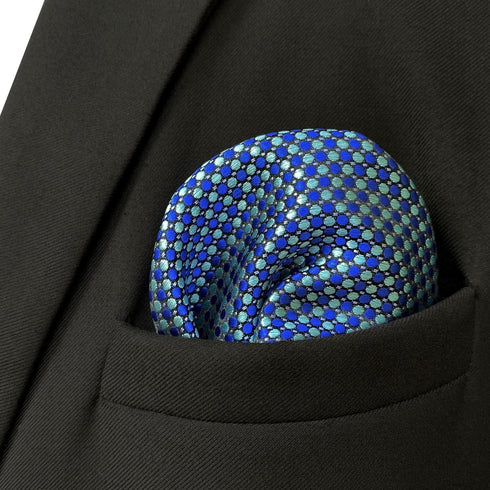 S&W SHLAX&WING Ties for Men with Pocket Square Blue Turquoise Necktie Set xl...