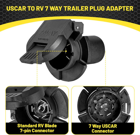 Oyviny USCAR to RV 7 Way Trailer Plug Adapter, Twist Lock Vehicle Side USCAR 7 Way Plug for GM/Chevy OEM Replacement, USCAR Socket and Factory Tow...
