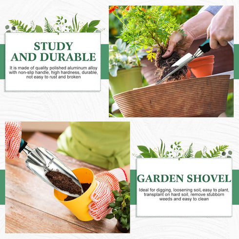 Honoson Garden Hand Trowel Transplant Trowel with Measurements Aluminum Alloy Planting Tools with Rubber Handle Small Gardening Hand Tools Shovels...
