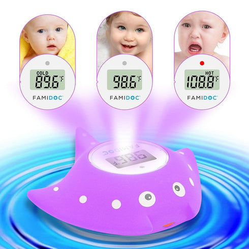 Famidoc Baby Bath Thermometer with Room Thermometer New Upgraded Sensor Technology for Baby Bath Tub Floating Toy Thermometer (Purple)...