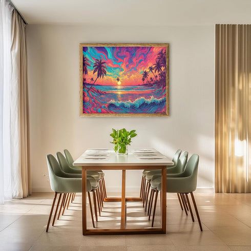 Posterizer 1 pcs- psychedelic funky hippie colorful landscap 7-Abstract & Modern Art-Fantasy & Fiction Art- Living Room Bedroom Decor- unframed wa...